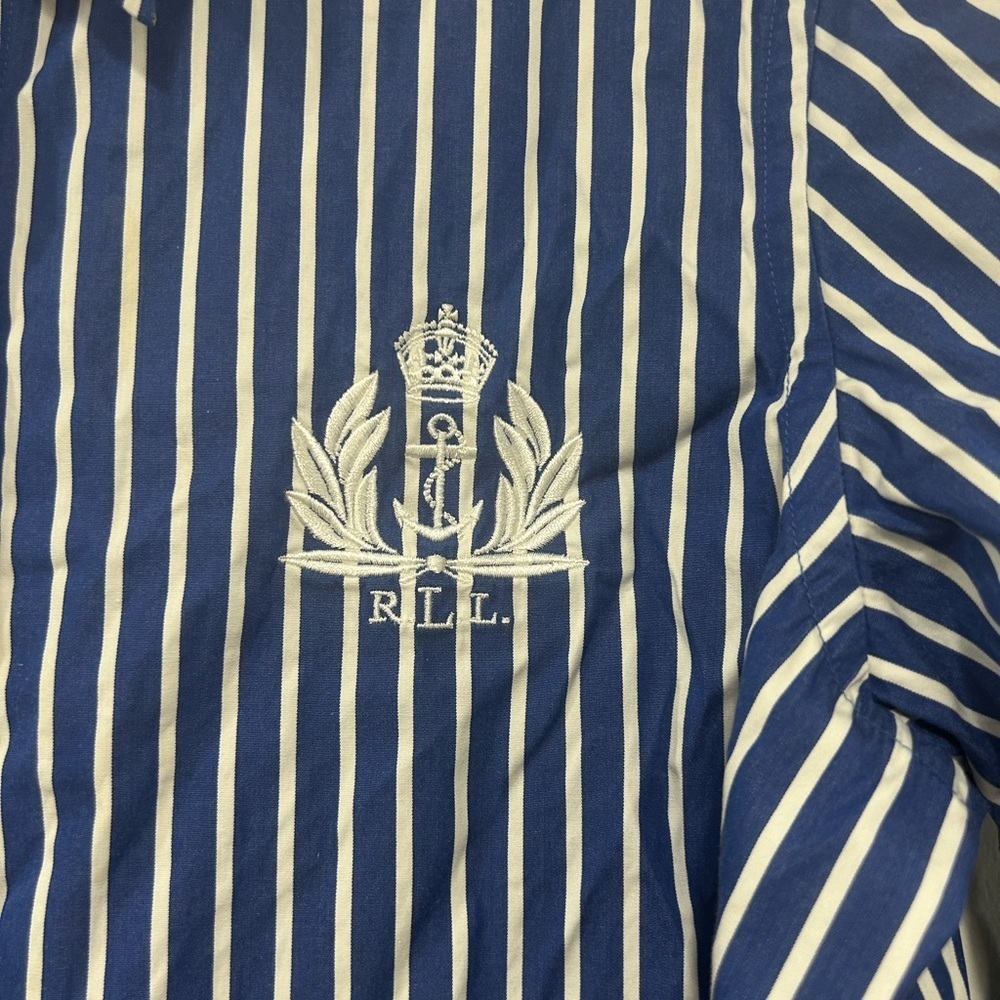 Ralph Lauren Navy and White Striped Shirt - Picture 3 of 6